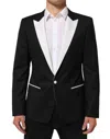 Dolce & Gabbana Black White Martini 1 Button Men Suit Blazer In Black