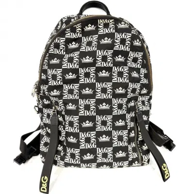 Pre-owned Dolce & Gabbana Black White Nylon Backpack () In Multi