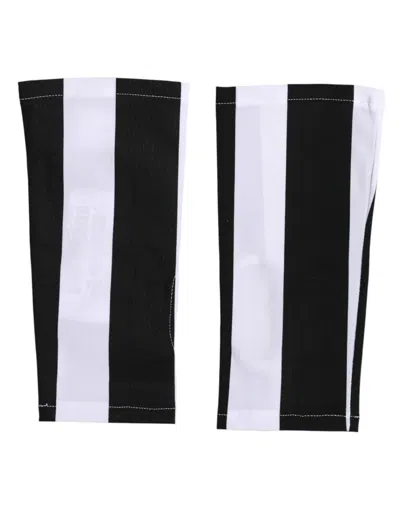 Dolce & Gabbana Black White Nylon Fingerless Wrist Length Women's Gloves In Multi