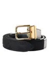 Dolce & Gabbana Black White Patchwork Gold Metal Buckle Belt In Black