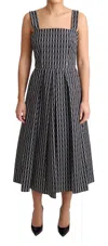 Dolce & Gabbana Black White Pattern Cotton A-line Women's Dress In Black