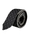 Dolce & Gabbana Black White Patterned Adjustable Tie In Black