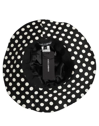 Dolce & Gabbana Black White Polka Dot Cotton Bucket Capello Hat