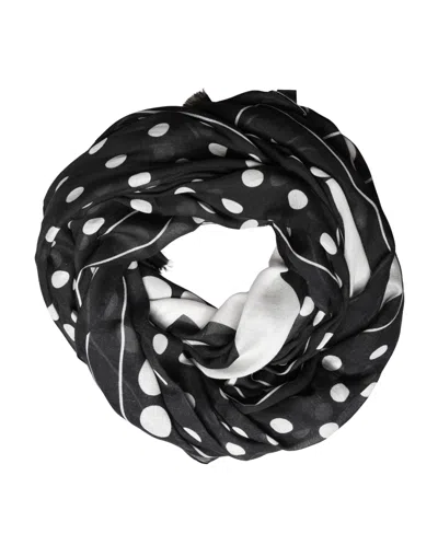 Pre-owned Dolce & Gabbana Black White Polka Dot Logo Stole Wrap 188cm X 116cm Women's Scarf () In Multi