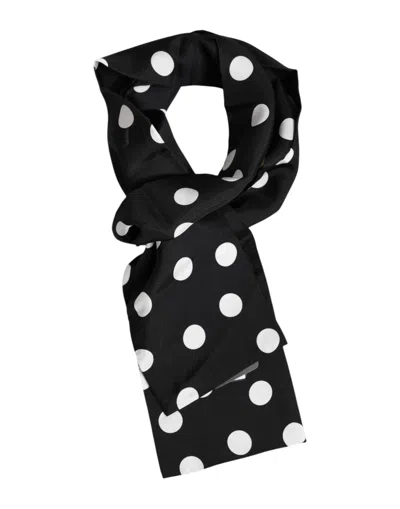 Dolce & Gabbana Black White Polka Dot Silk Men Foulard Men's Scarf In Multi