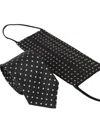 Dolce & Gabbana Black White Polka Dots 100% Silk Necktie Face Mask In Black