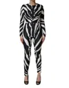 Dolce & Gabbana Black White Polyester Zebra Pattern Jumpsuit In Black