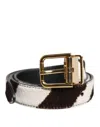 Dolce & Gabbana Black White Pony Leather Waist Buckle Women's Belt
