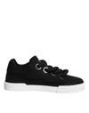 Dolce & Gabbana Black White Portofino Low Top Sneakers Women's Shoes In Black And White