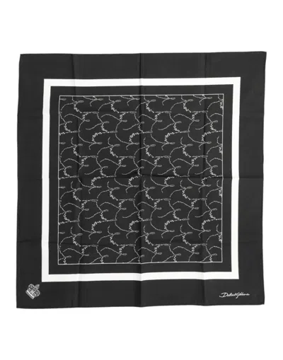 Dolce & Gabbana Black White Printed Square Foulard Scarf