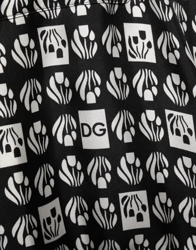 Dolce & Gabbana Black White Silk Men Wrap Robe Coat Jacket