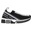 Dolce & Gabbana Black And White Runaway Knit Sneakers In Black