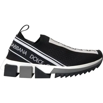 DOLCE & GABBANA BLACK WHITE SLIP ON SORRENTO SNEAKERS SHOES