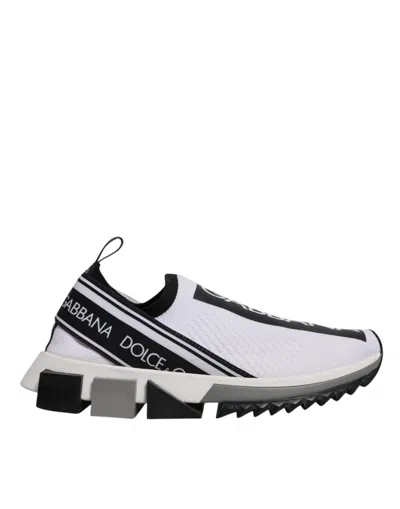 Dolce & Gabbana Black White Slip On Sorrento Sneakers Shoes In Multi