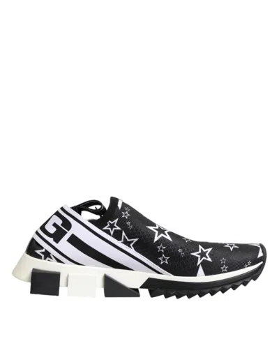 Dolce & Gabbana Black White Sorrento Low Top Sneakers Men's Shoes In Multi