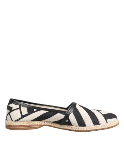 Pre-owned Dolce & Gabbana Black White Stripes Flat Espadrille Men's Shoes () In Multi
