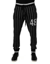 Dolce & Gabbana Black White Stripes Jogger Sweatmen's Men's Pants