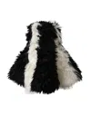 Dolce & Gabbana Black White Stripes Mohair Fur Bucket Women's Hat In Multi