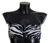 Dolce & Gabbana Black White Zebra Bandeau Swimwear Bikini Women's Top In Black And White