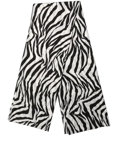Dolce & Gabbana Black White Zebra Cotton Lace Stole Scarf