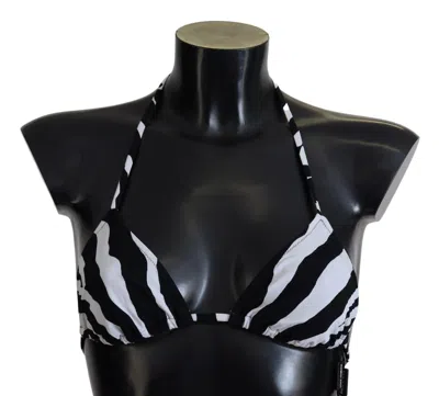 Dolce & Gabbana Black White Zebra Halter Swimwear Bikini Women's Top In Multi