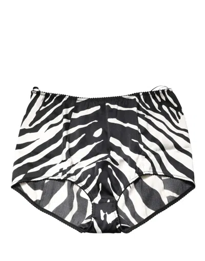 Dolce & Gabbana Black White Zebra High Waist Girdle Panty Underwear In Multi