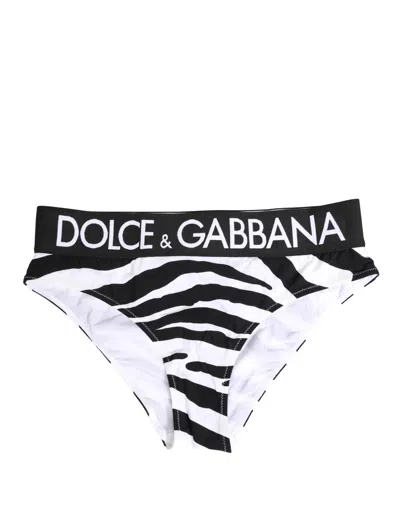Dolce & Gabbana Black White Zebra Print Brief Panty Women's Underwear In Multi