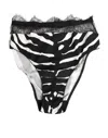 Dolce & Gabbana Black White Zebra Print Lace Trim High Underwear In Black