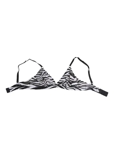 Dolce & Gabbana Black White Zebra Print Sheer Mesh Bralette Underwear In Multi
