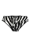 Dolce & Gabbana Black White Zebra Print Slip Briefs Underwear In Black