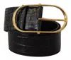 Dolce & Gabbana Wide Embossed Leather Gold Metal Buckle Women's Belt In Black