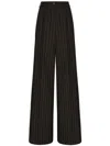 Dolce & Gabbana Pinstripe-print Wide-leg Trousers In Black