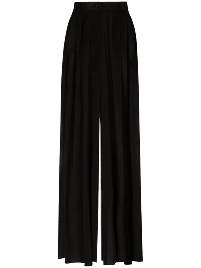 Dolce & Gabbana Silk Trousers In Black