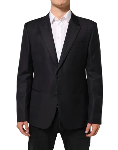DOLCE & GABBANA BLACK WOOL 2 BUTTONS SUIT JACKET MEN BLAZER