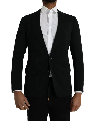 Dolce & Gabbana Black Wool 2 Piece Single Breasted Suit