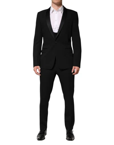Pre-owned Dolce & Gabbana Black Wool 3 Piece Single Breasted Men's Suit ()