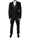 Dolce & Gabbana Dark Blue Cotton Men Jacket Coat Blazer Suit In Black