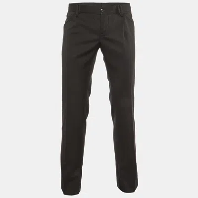 Pre-owned Dolce & Gabbana Black Wool & Silk Tailored Pants M