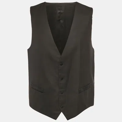 Pre-owned Dolce & Gabbana Black Wool And Silk Waistcoat L
