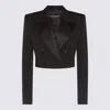 Dolce & Gabbana Cropped Cotton-blend Tuxedo Jacket In Black