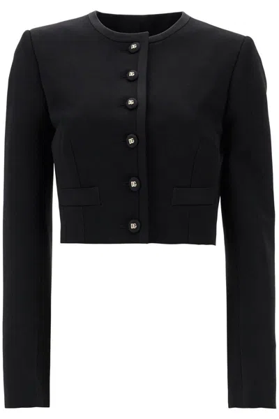 Dolce & Gabbana Women's Black Wool Blazer With Logo Buttons