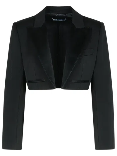 DOLCE & GABBANA BLACK WOOL BLEND BLAZER