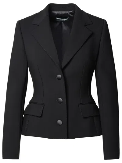 Dolce & Gabbana Black Wool Blend Blazer
