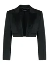 Dolce & Gabbana Cropped Wool-blend Tuxedo Blazer In Negro