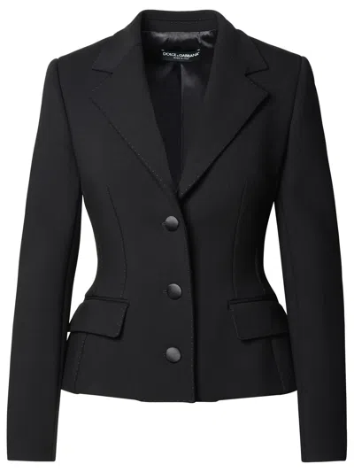 Dolce & Gabbana Black Wool Blend Blazer In Nero (black)