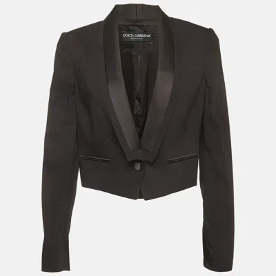 Pre-owned Dolce & Gabbana Black Wool Blend Cropped Jacket M