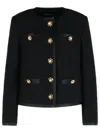 Dolce & Gabbana Jeweled Button Boucle Jacket In Black