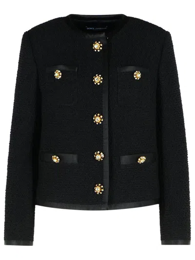 DOLCE & GABBANA DOLCE & GABBANA BLACK WOOL BLEND JACKET