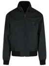 Dolce & Gabbana Zip-up Bomber Jacket With Logo Patch In Black
