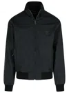 Dolce & Gabbana Zip-up Bomber Jacket With Logo Patch In Black
